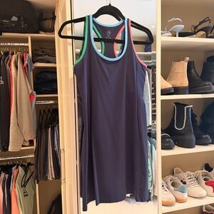 Addison Bay Navy Racerback Mini Dress with Mint & Coral Trim